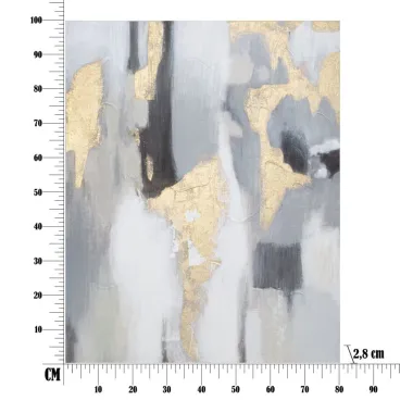 OBRAZ NA PŁÓTNIE SZARY/ZŁOTY 80x2,8x100 cm